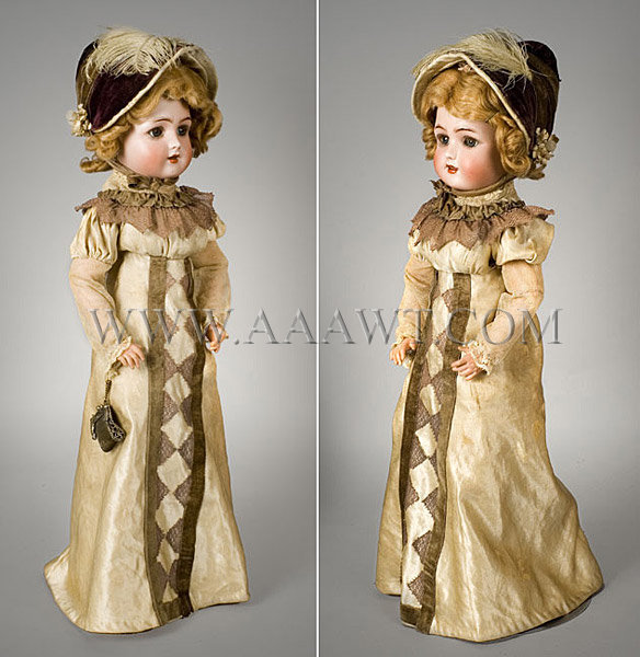 Antique Doll, Lady, Bisque, Heirich Handwerk, left and right angle views